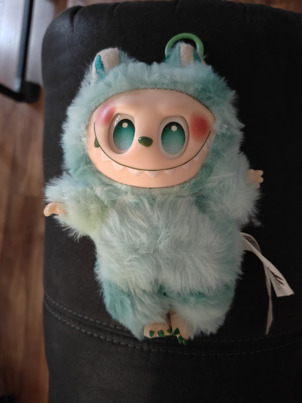 Labubu Teal Furry Monster Plush Keychain